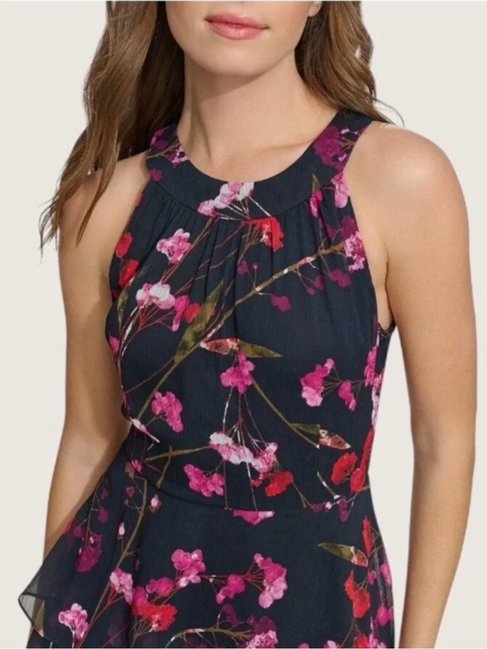 Tommy Hilfiger Women
Size 16 NEW Floral Halter Maxi Dress Navy Chiffon NWT - Picture 3 of 5